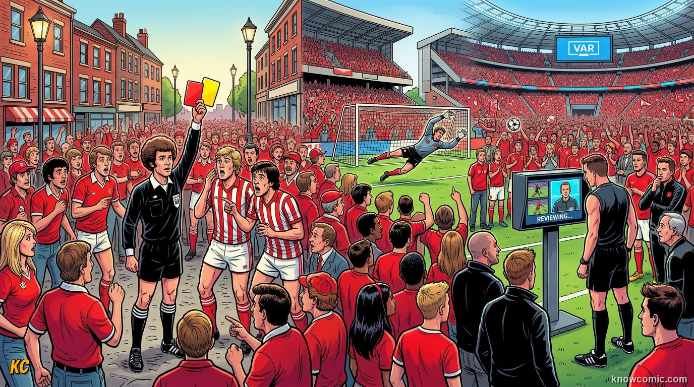 Comic panel titled every world cup teaches football something new, labelled always evolving, from the KnowComic World Cup 2026 lesson on world cups that changed the game