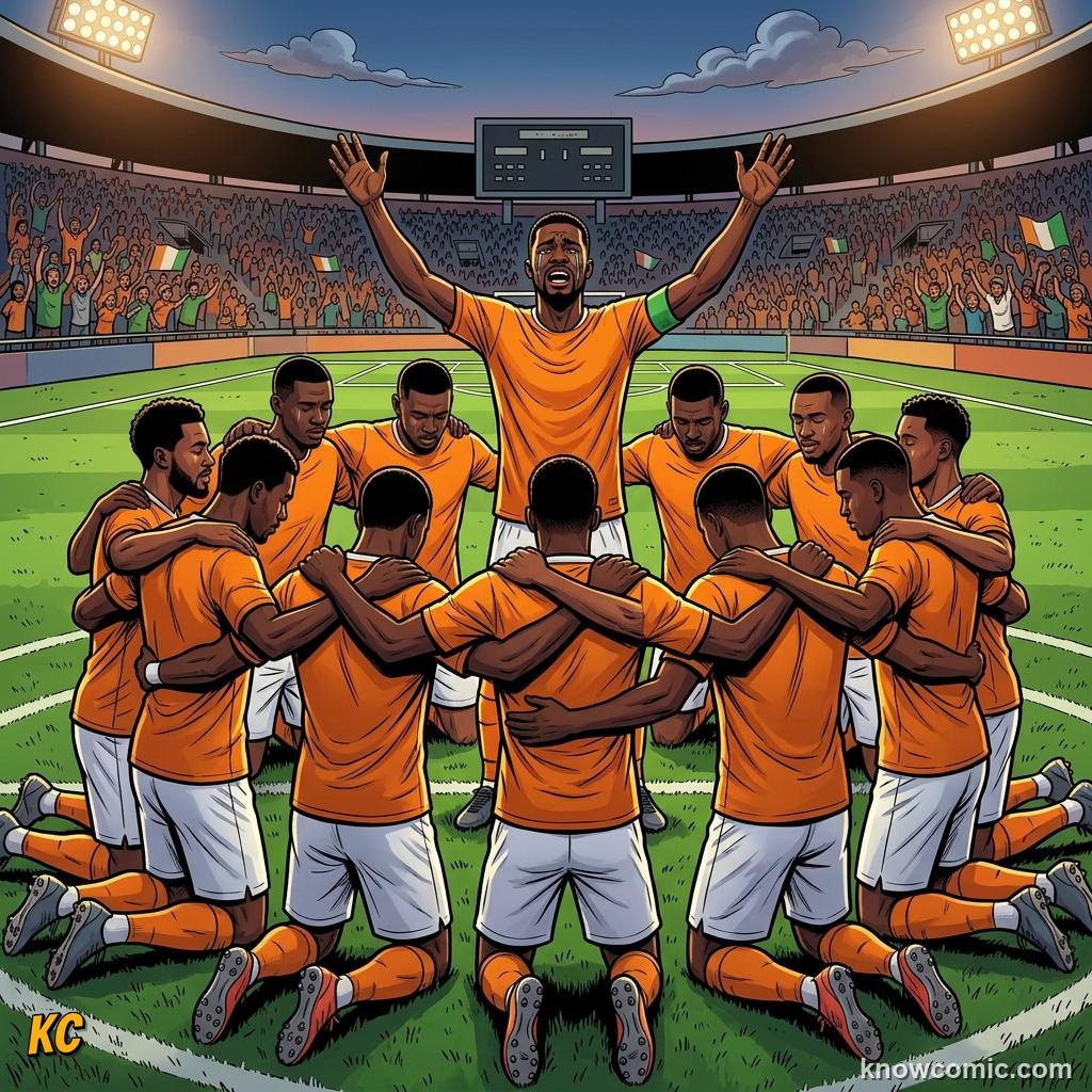 Comic panel titled the football captain who asked a nation to stop fighting, labelled civil war, from the KnowComic World Cup 2026 lesson on football & peace