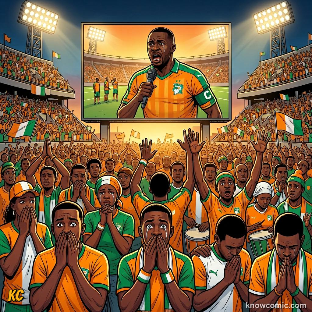Comic panel titled the football captain who asked a nation to stop fighting, labelled the message, from the KnowComic World Cup 2026 lesson on football & peace