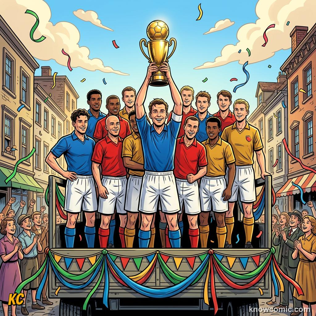 Comic panel titled a little symbol that tells a big story, labelled other parades, from the KnowComic World Cup 2026 lesson on after the final whistle