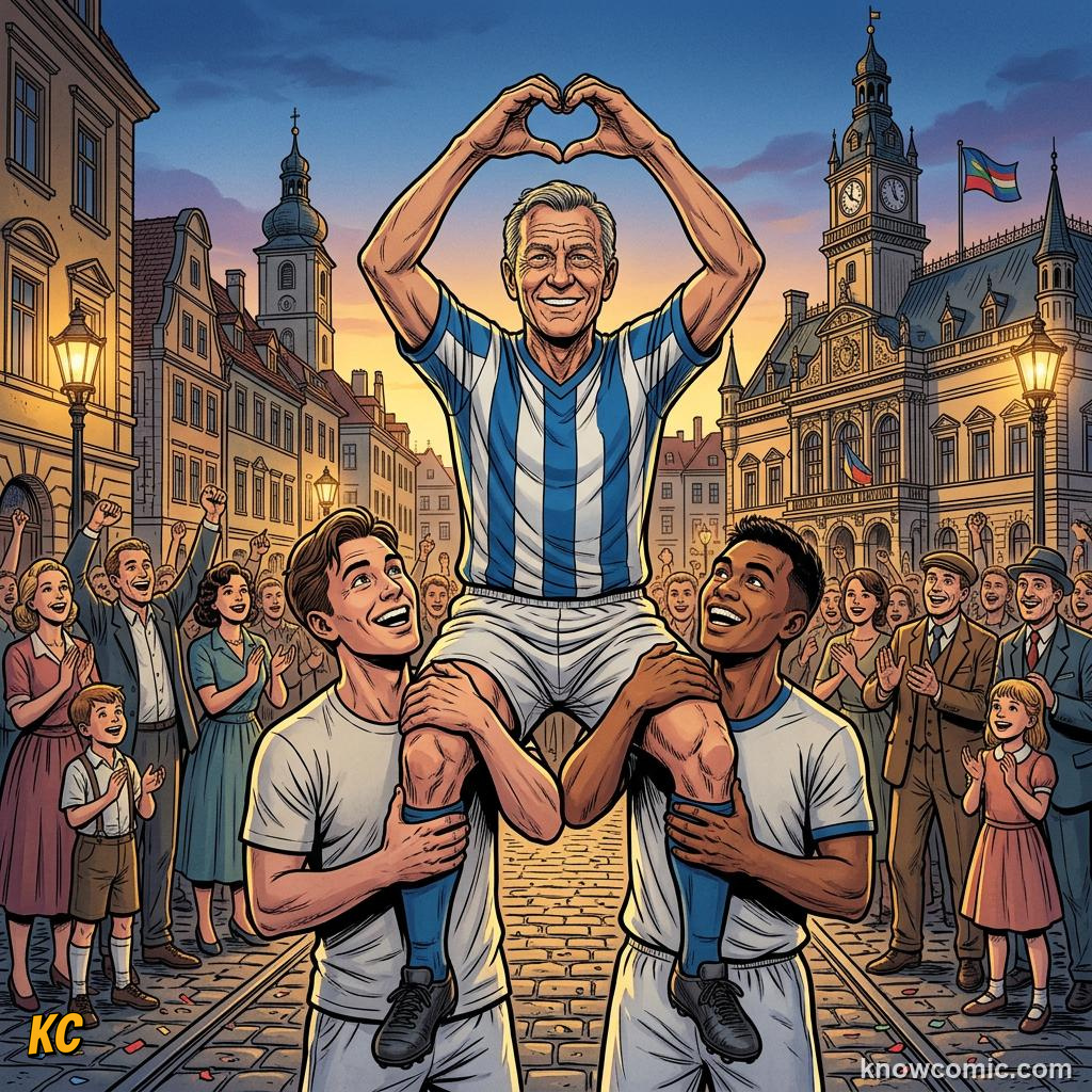 Comic panel titled every champion was once a kid watching on tv, labelled maradona 1986, from the KnowComic World Cup 2026 lesson on after the final whistle